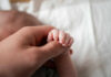 Growing trend of best friends co-parenting and raising children together A close-up of a babys hand being held by an adult hand