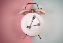 How Meal Timing Affects Your Weight Loss An alarm clock with a plate and two forks arranged in a creative design